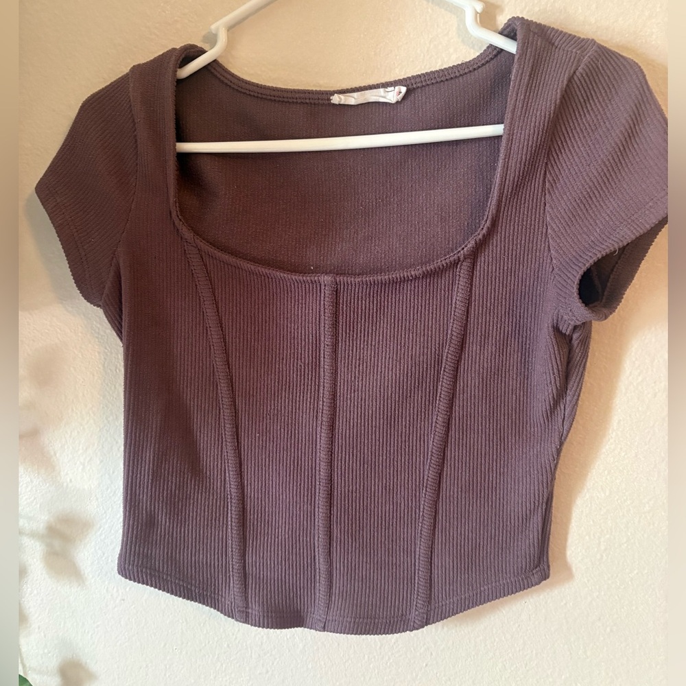 Lush Ribbed Crop Top - Deep Purple